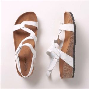 SUNDANCE Women's “White Shimmer Moon on the Water” Cork Bottom Sandals (7 - 7.5)